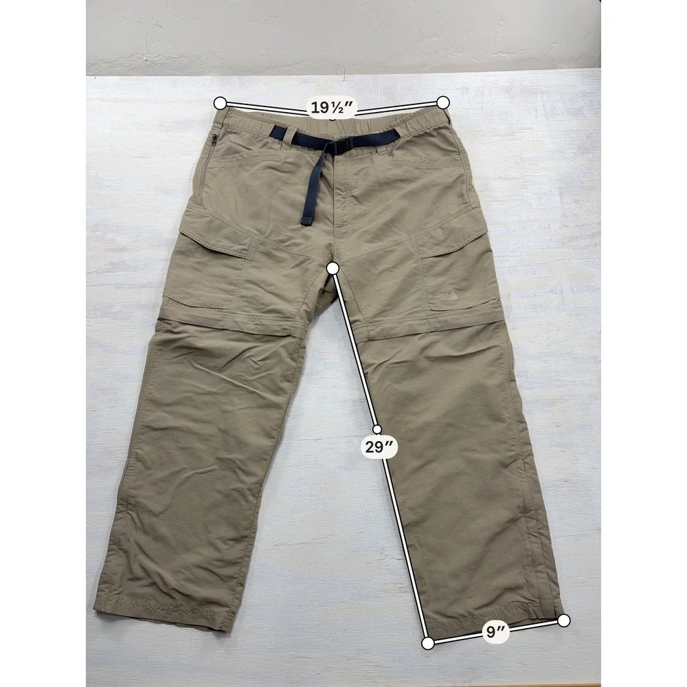 The North Face Convertible Pants Cargo Zip Off Khaki Tan Mens XL Short